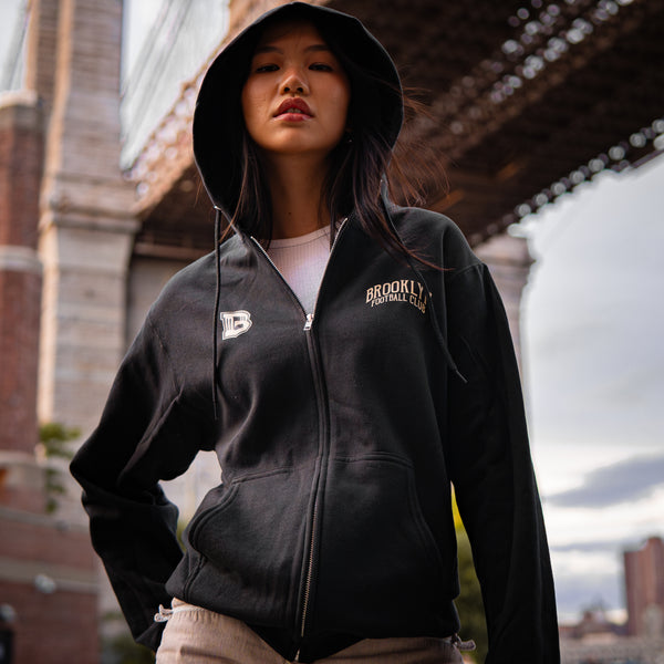 Brooklyn FC Soccer Retro Black Full Zip Up Jacket