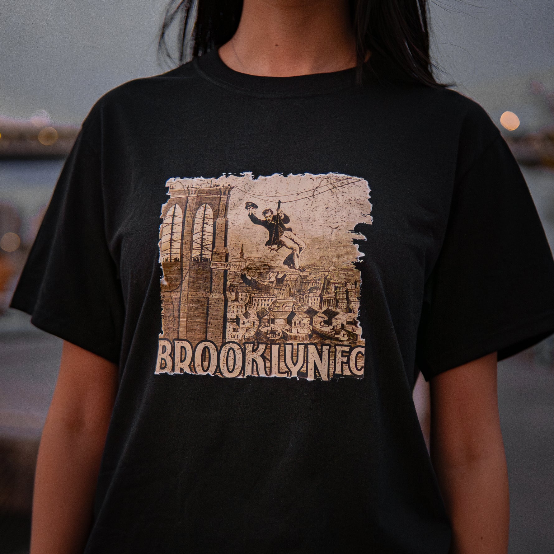 Brooklyn FC Bridge Retro Black T-Shirt - Diaza Football 