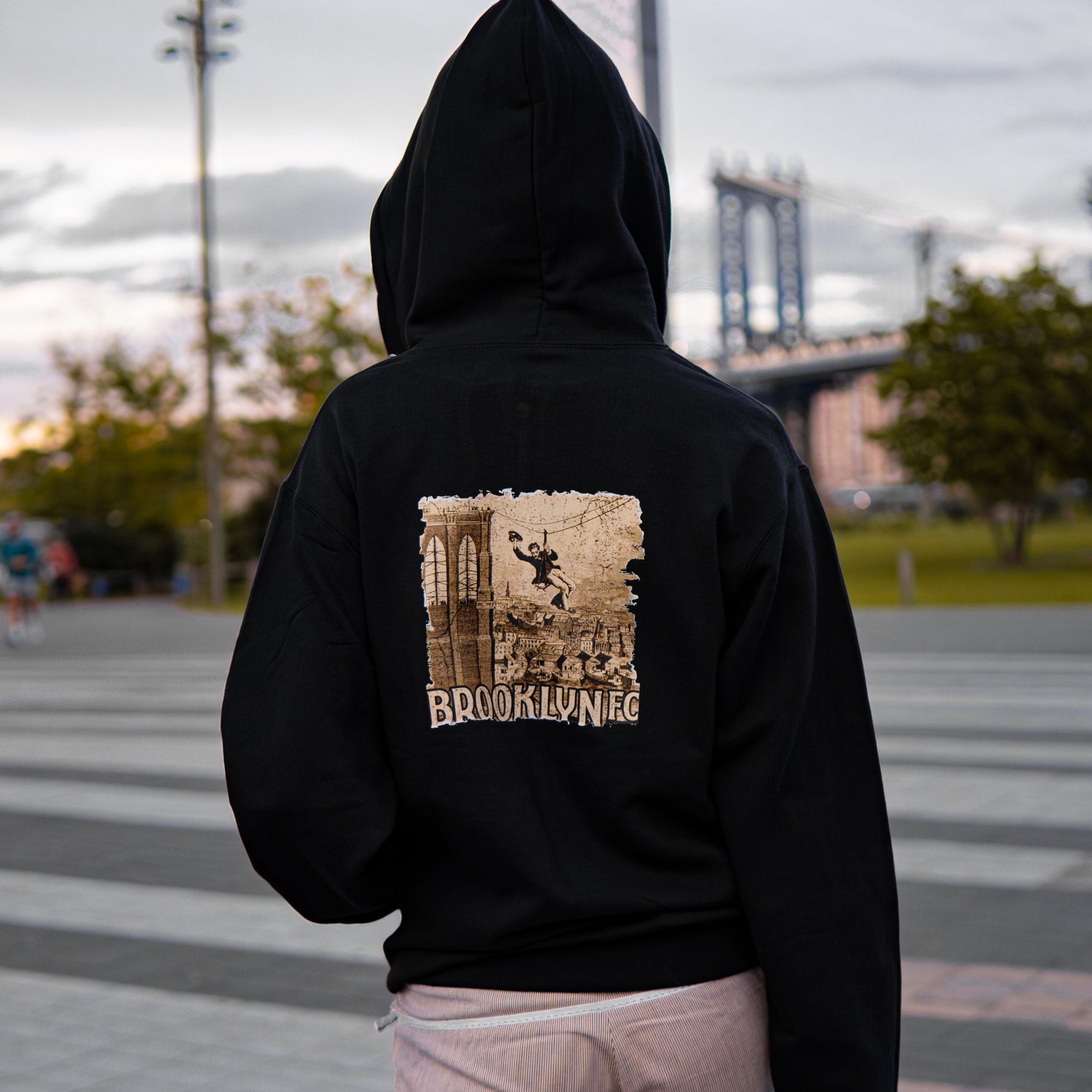 Brooklyn FC Bridge Retro Black Full Zip Up Jacket - Diaza Football 