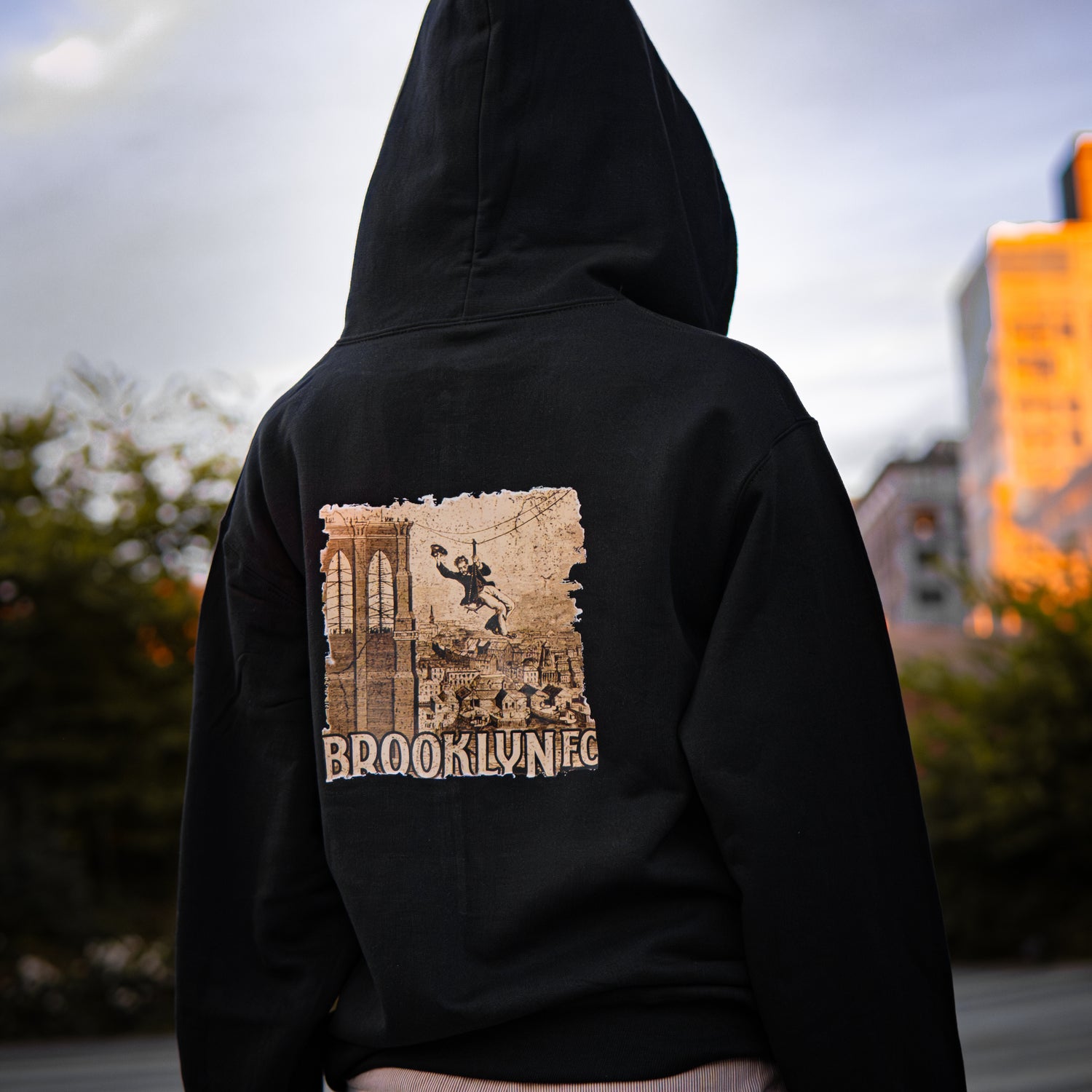 Brooklyn FC Bridge Retro Black Full Zip Up Jacket - Diaza Football 