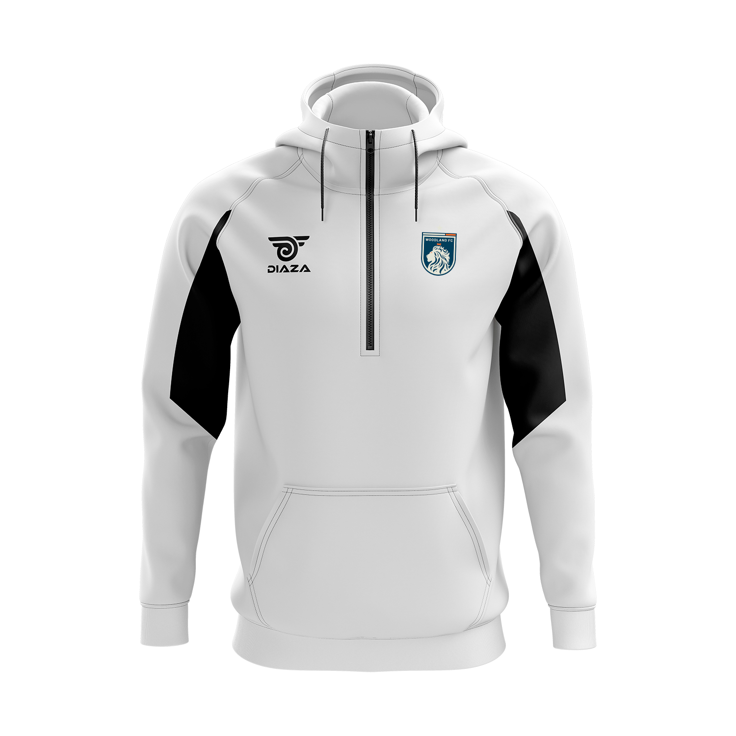 Woodland FC 3/4 Zip Up Jacket With Hoodie - Legacy White