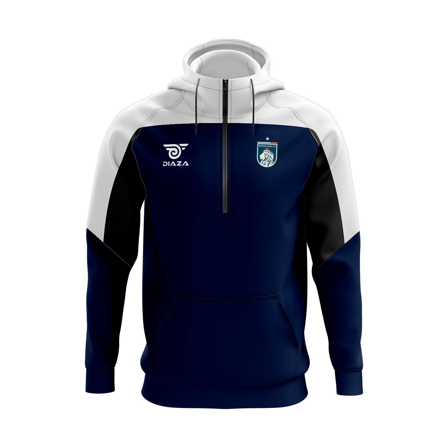 Woodland FC 3/4 Zip Up Jacket With Hoodie - Legacy Blue