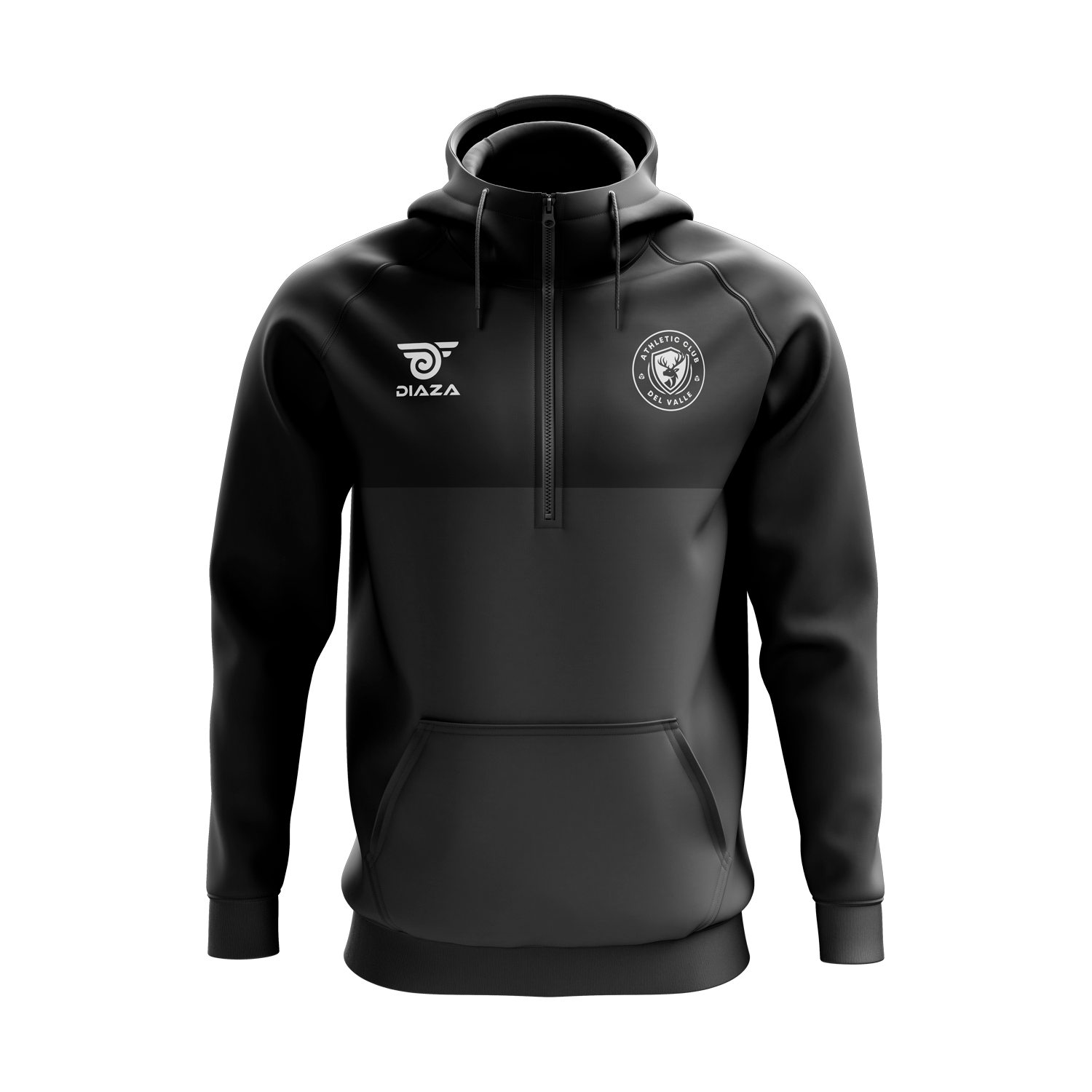 AC Valle Home 3/4 Zip Up Jacket with Hoodie Black - Diaza Football 