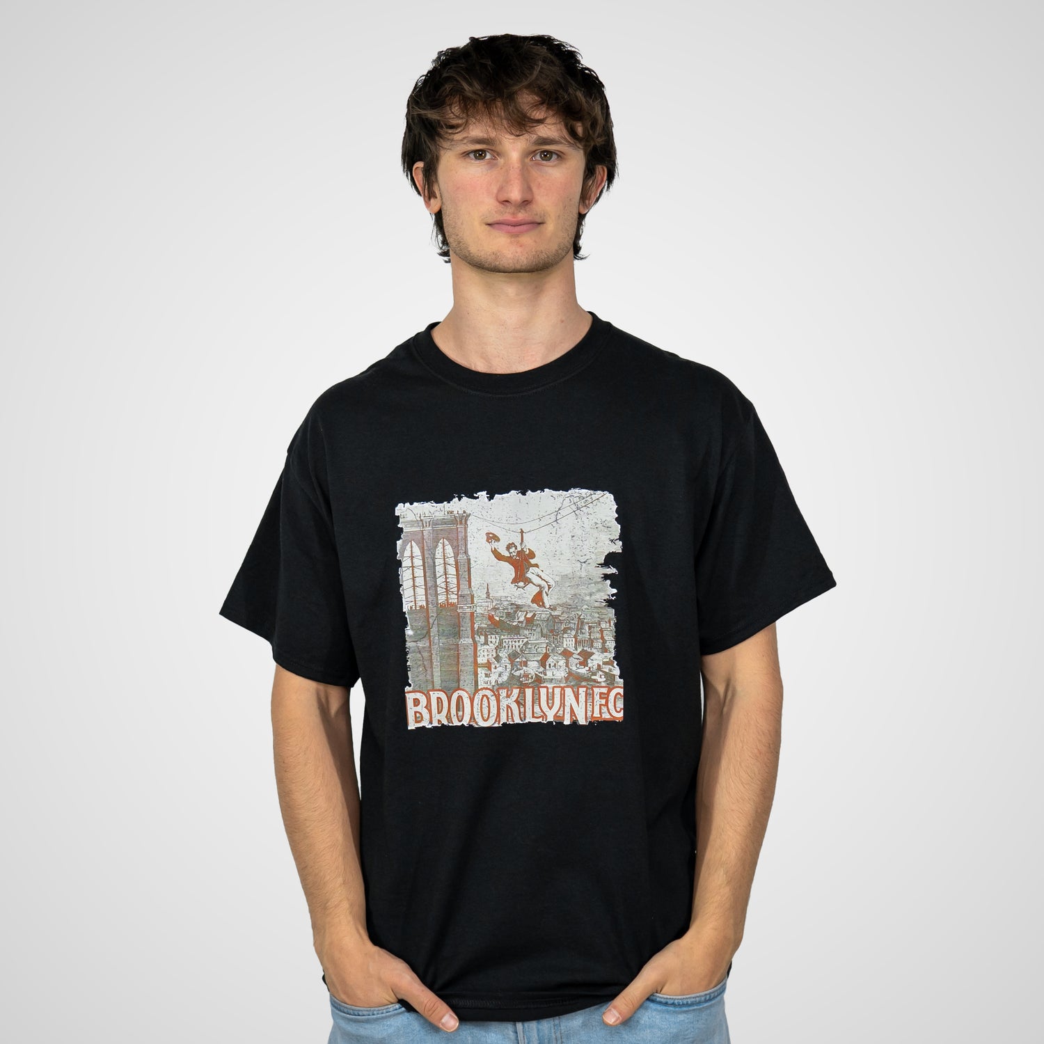Brooklyn FC Bridge Retro Black T-Shirt - Diaza Football 