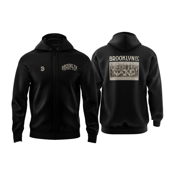 Brooklyn FC Soccer Retro Black Full Zip Up Jacket