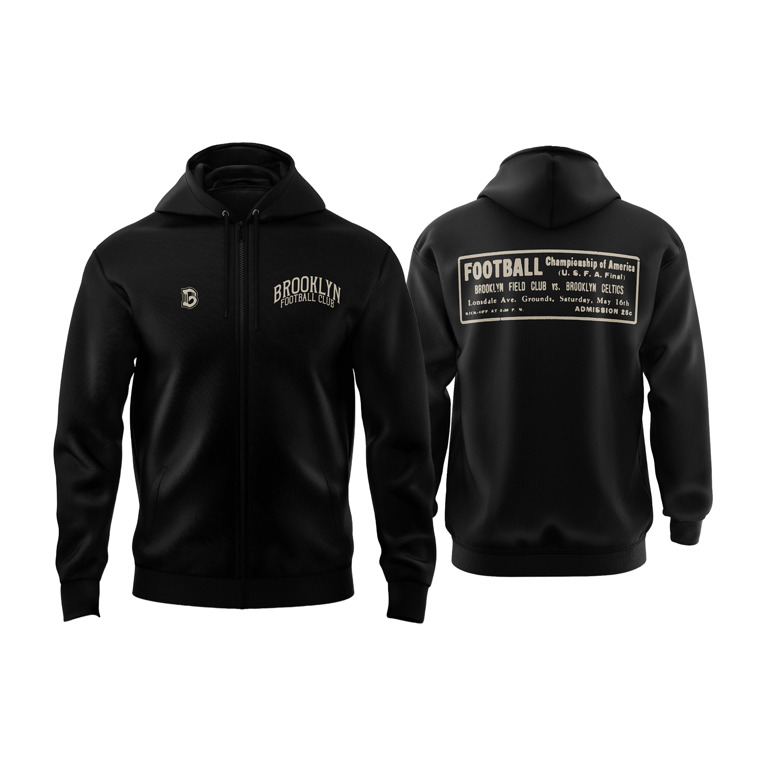 Brooklyn FC Ticket Retro Black Full Zip Up Jacket - Diaza Football 