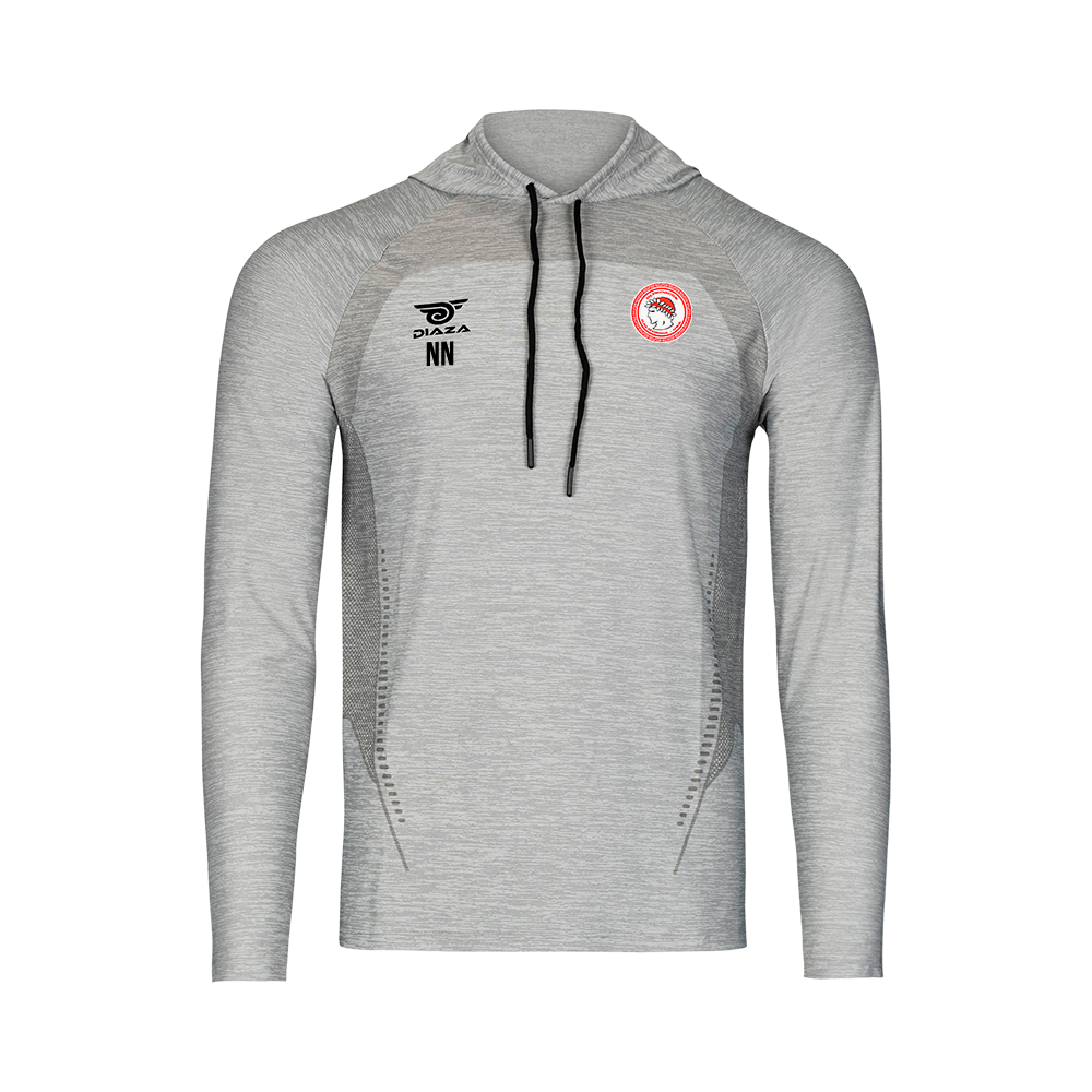 Olympiacos Suba Hooded Long Sleeve Light Gray - Diaza Football 